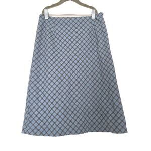 Vintage 80s Skirt Womens S Blue Plaid Straight Preppy A-Line Academia Made USA
